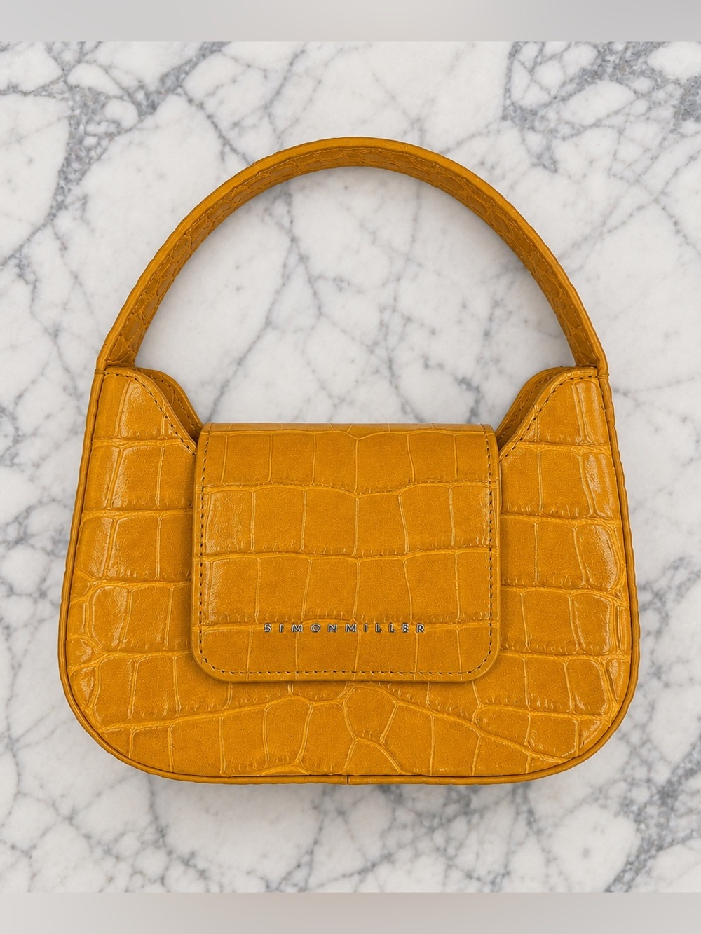 Simon Miller Mustard Embossed Leather Mini Retro Top Handle Bag